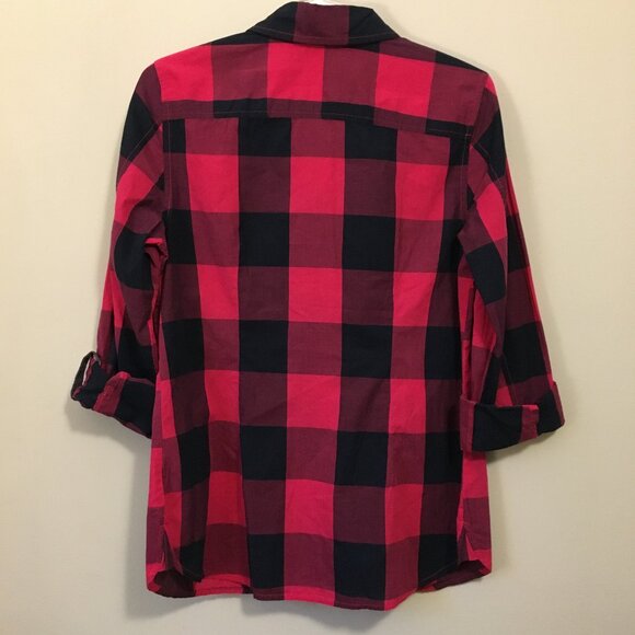 Tommy Hilfiger Classic Black & Red Plaid Cotton Button Down Shirt - Picture 2 of 13